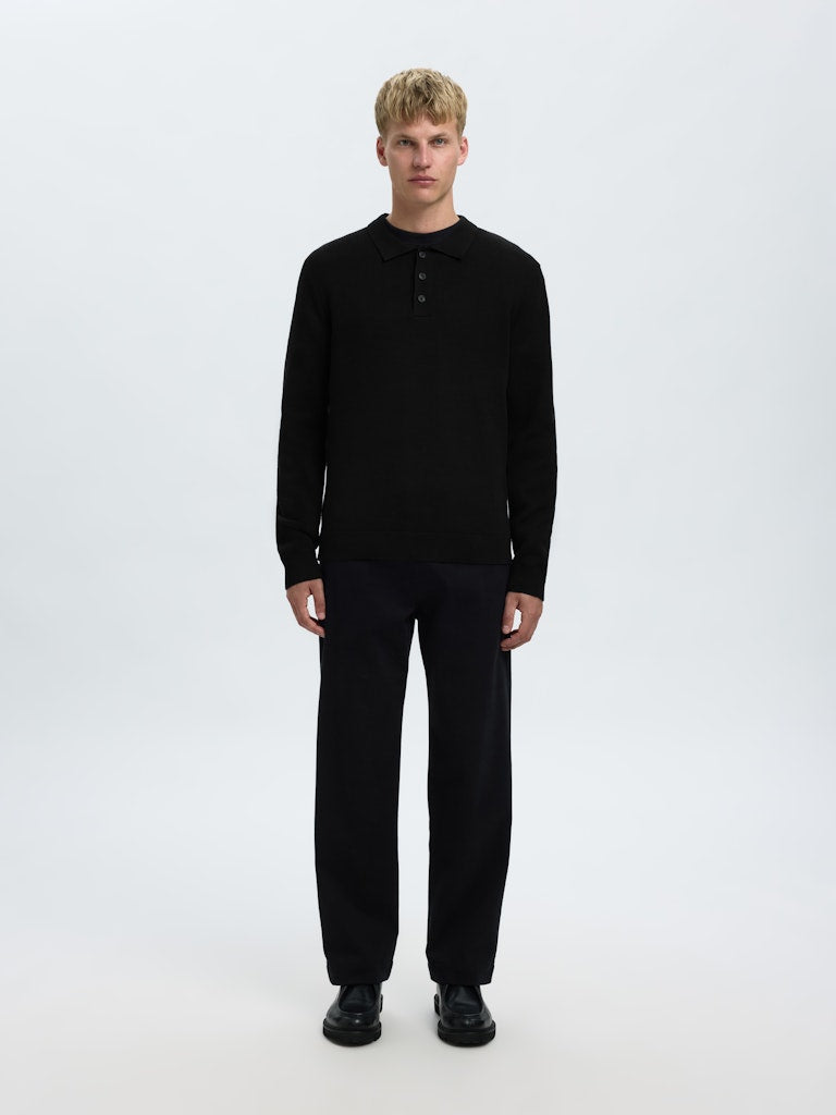 SELECTED HOMME Strick Polo Pullover Black