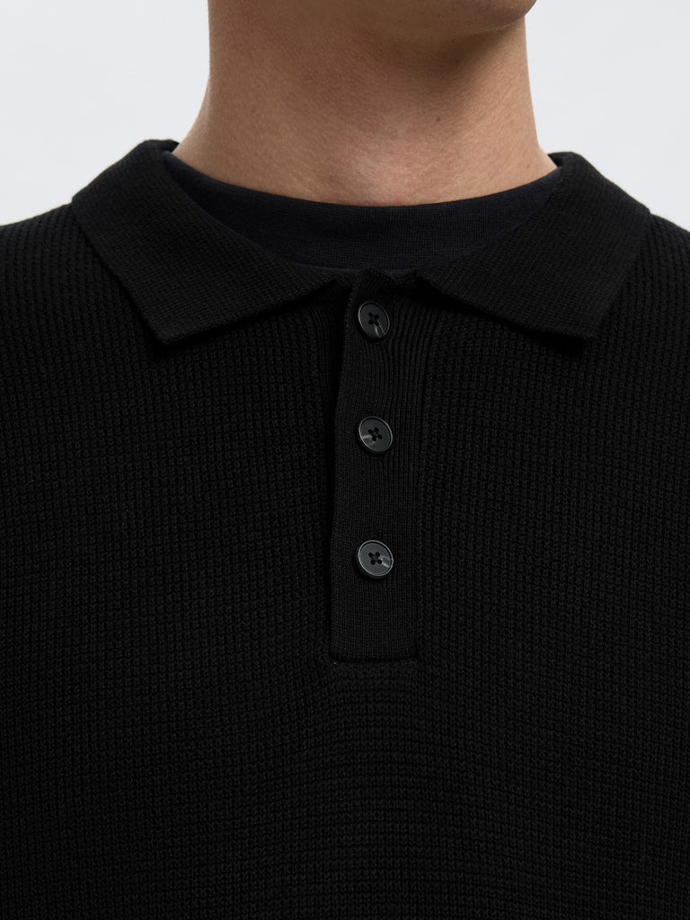SELECTED HOMME Strick Polo Pullover Black
