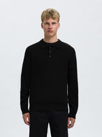SELECTED HOMME Strick Polo Pullover Black