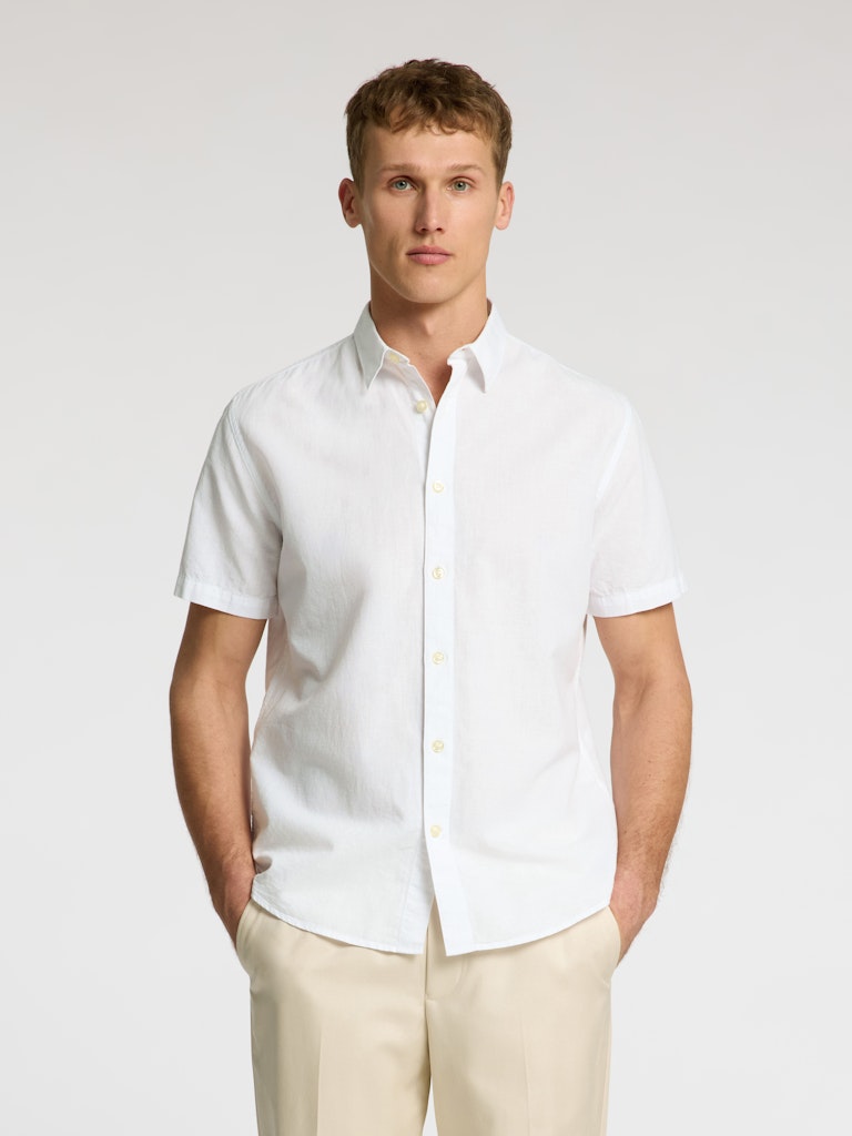 SELECTED HOMME Leinen Kurzarm Hemd White
