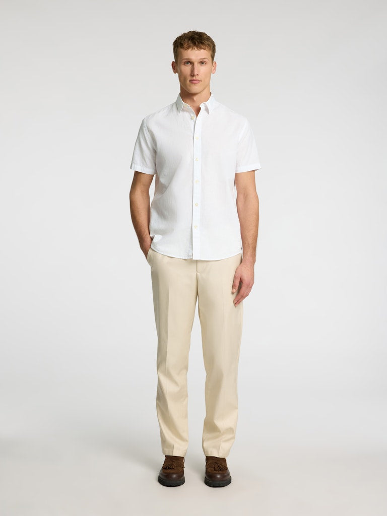 SELECTED HOMME Leinen Kurzarm Hemd White