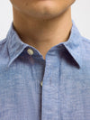 SELECTED HOMME Leinen Kurzarm Hemd Medium Blue Denim