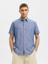 SELECTED HOMME Leinen Kurzarm Hemd Medium Blue Denim