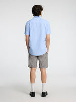 SELECTED HOMME Leinen Kurzarm Hemd Cashmere Blue
