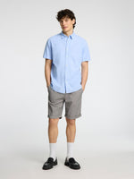 SELECTED HOMME Leinen Kurzarm Hemd Cashmere Blue