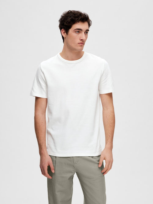 SELECTED HOMME Pique T-Shirt Egret