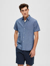 SELECTED HOMME Leinen Kurzarm Hemd Medium Blue Denim