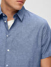 SELECTED HOMME Leinen Kurzarm Hemd Medium Blue Denim