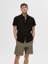 SELECTED HOMME Leinen Kurzarm Hemd Black