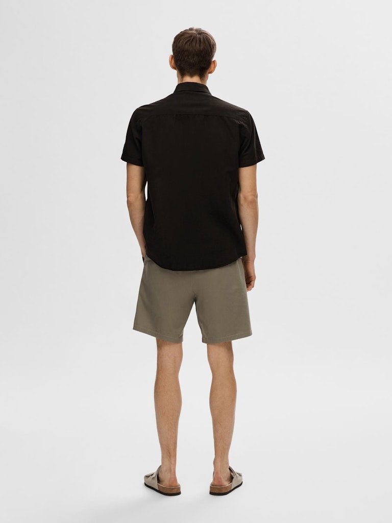 SELECTED HOMME Leinen Kurzarm Hemd Black