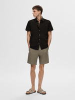 SELECTED HOMME Leinen Kurzarm Hemd Black