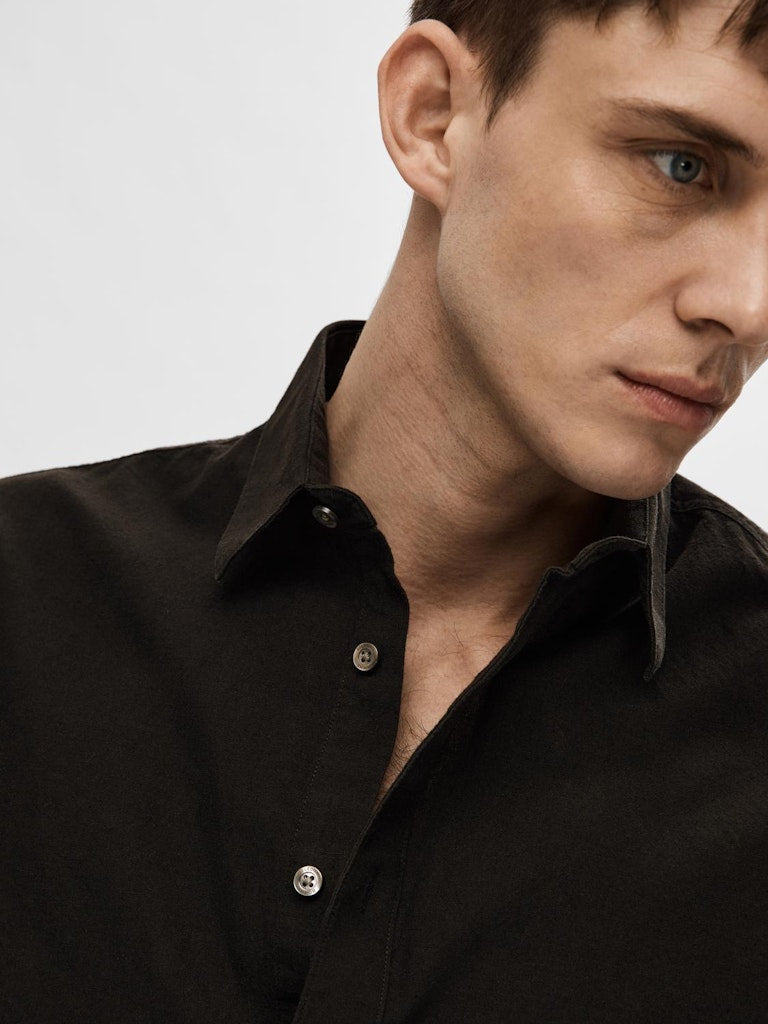 SELECTED HOMME Leinen Kurzarm Hemd Black