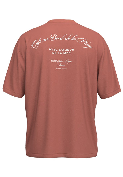 SELECTED HOMME Relax Backprint T-Shirt Etruscan Red