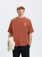SELECTED HOMME Relax Backprint T-Shirt Etruscan Red