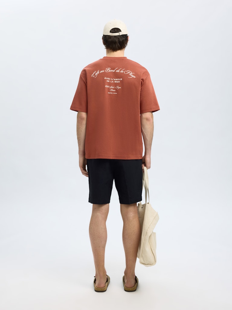 SELECTED HOMME Relax Backprint T-Shirt Etruscan Red