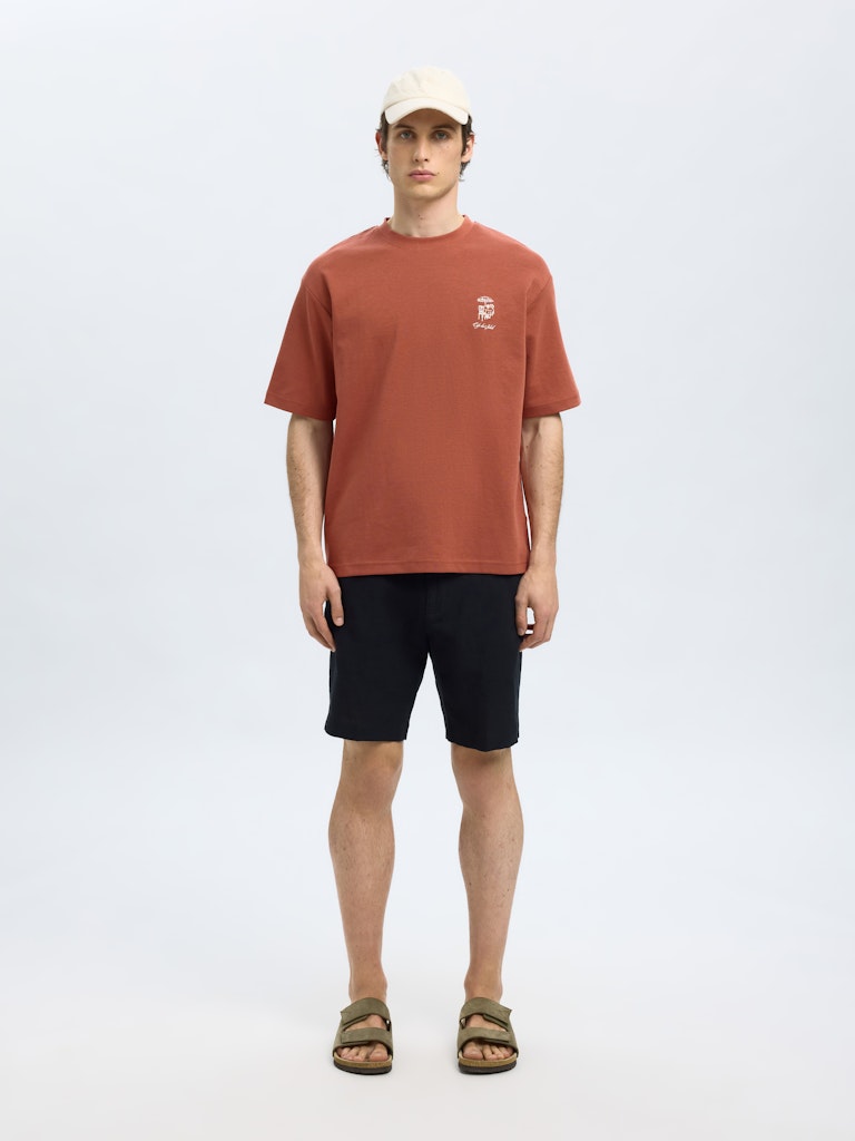 SELECTED HOMME Relax Backprint T-Shirt Etruscan Red