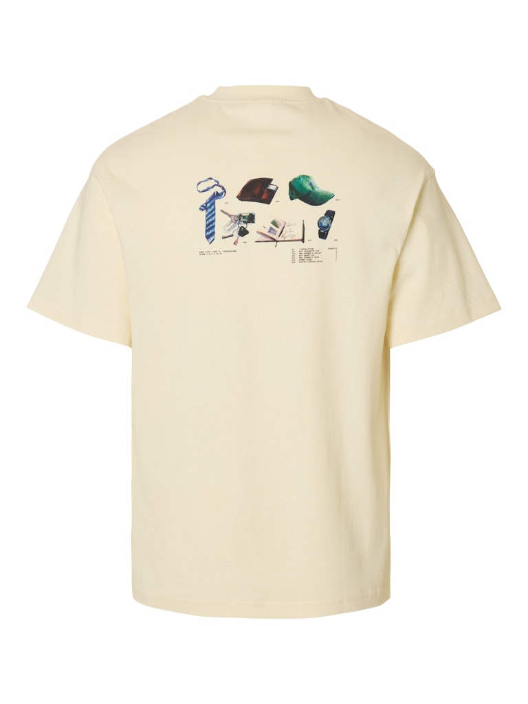 SELECTED HOMME Relax Backprint T-Shirt Egret