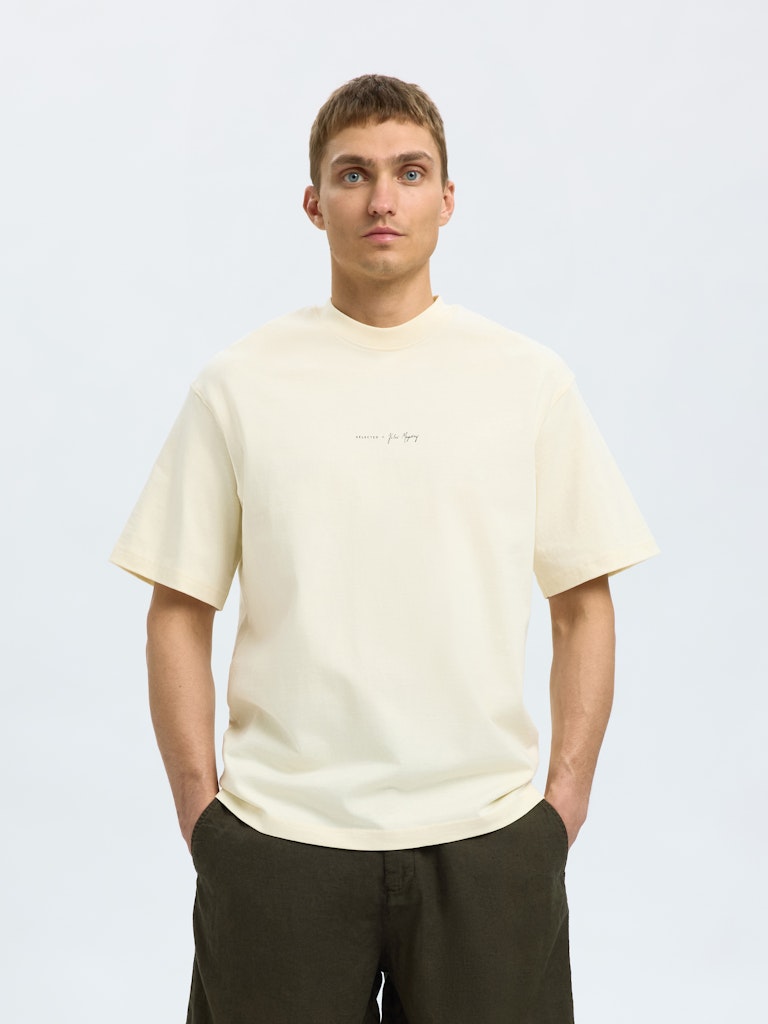SELECTED HOMME Relax Backprint T-Shirt Egret
