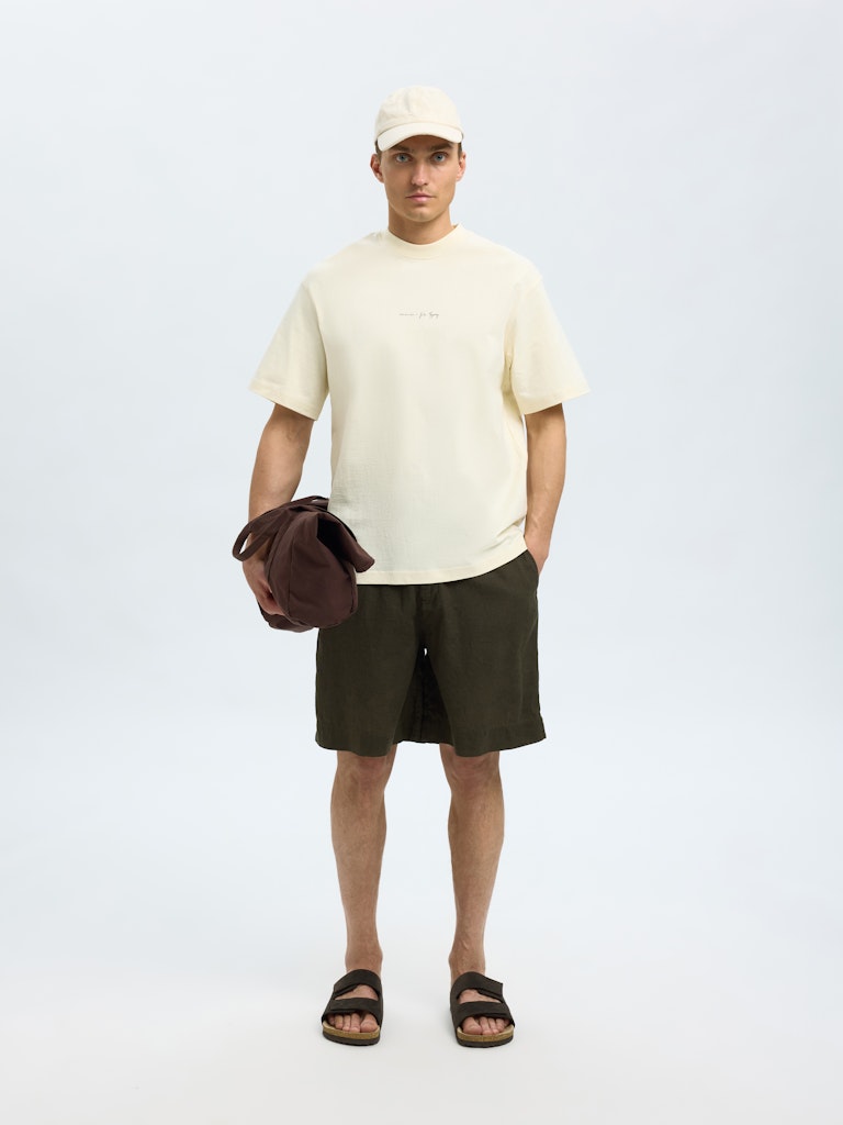SELECTED HOMME Relax Backprint T-Shirt Egret