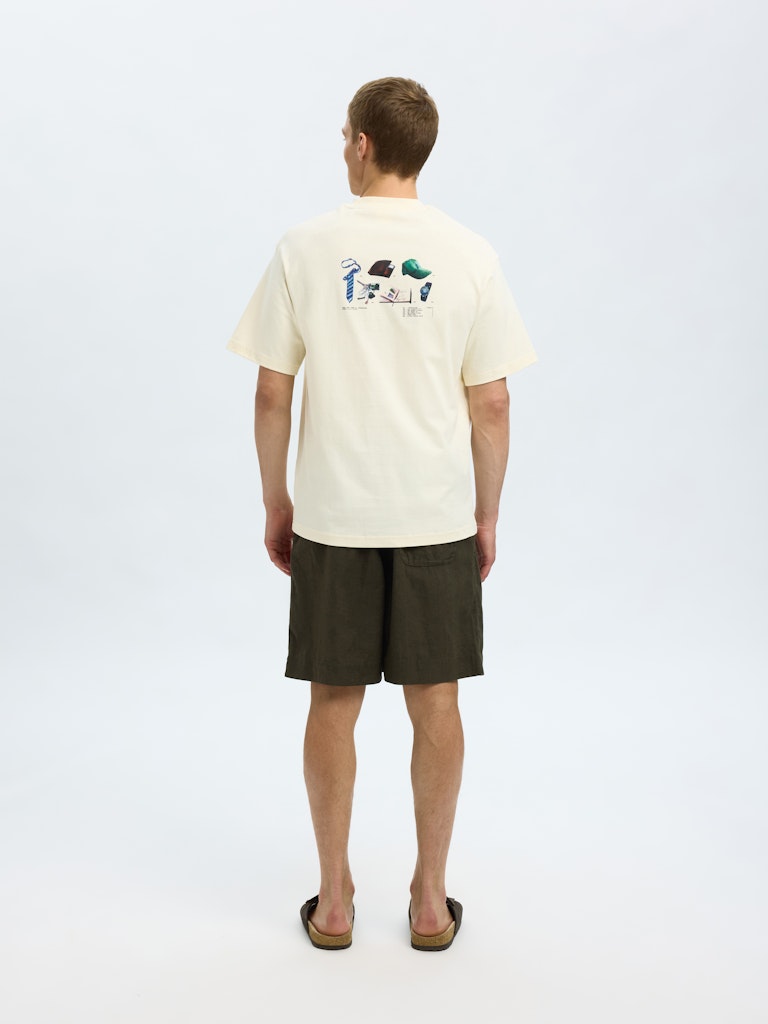 SELECTED HOMME Relax Backprint T-Shirt Egret
