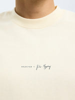 SELECTED HOMME Relax Backprint T-Shirt Egret