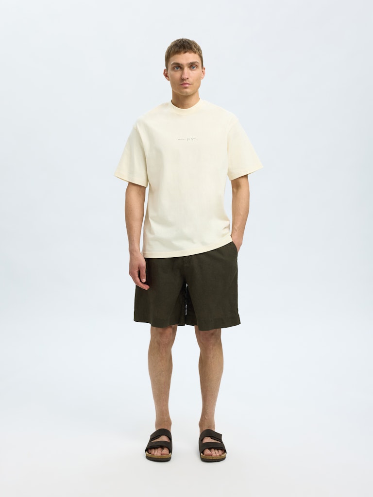 SELECTED HOMME Relax Backprint T-Shirt Egret