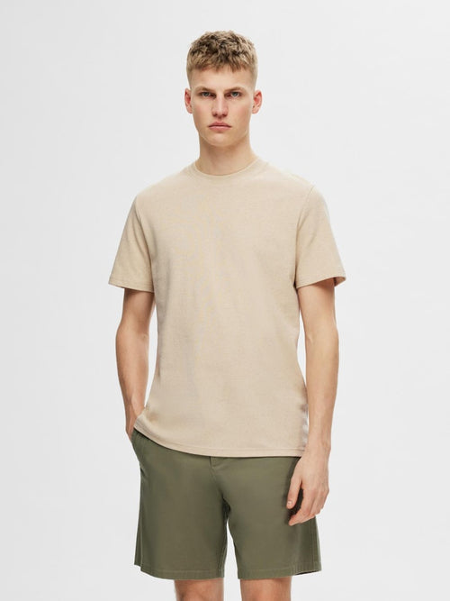 SELECTED HOMME Waffel T-Shirt Fog