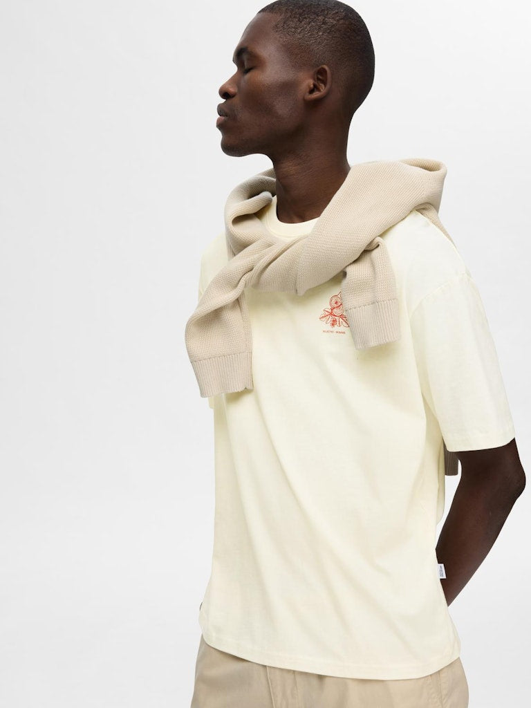SELECTED HOMME Backprint T-Shirt Egret