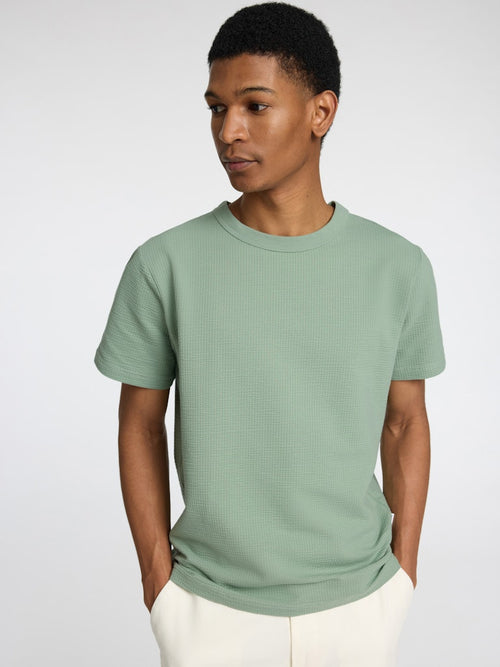 SELECTED HOMME Seersucker T-Shirt Iceberg Green