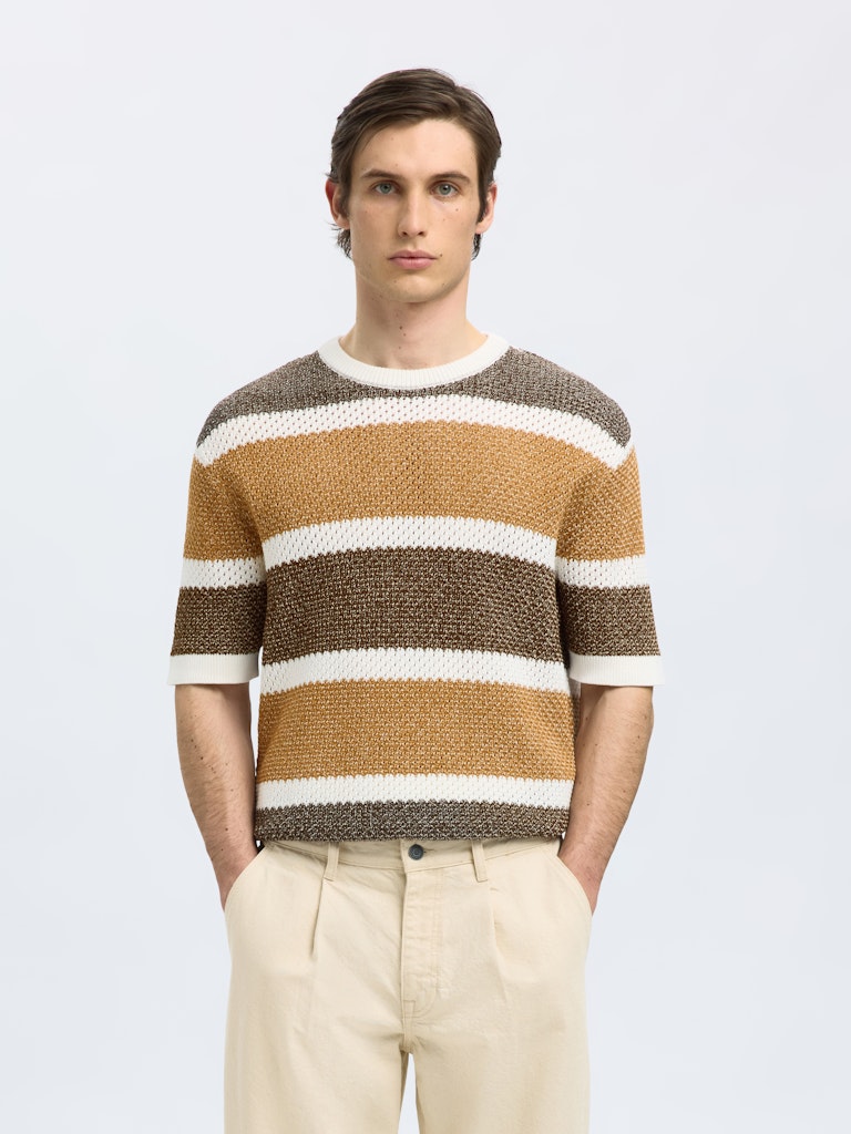 SELECTED HOMME Strick Shirt Egret Chipmunk
