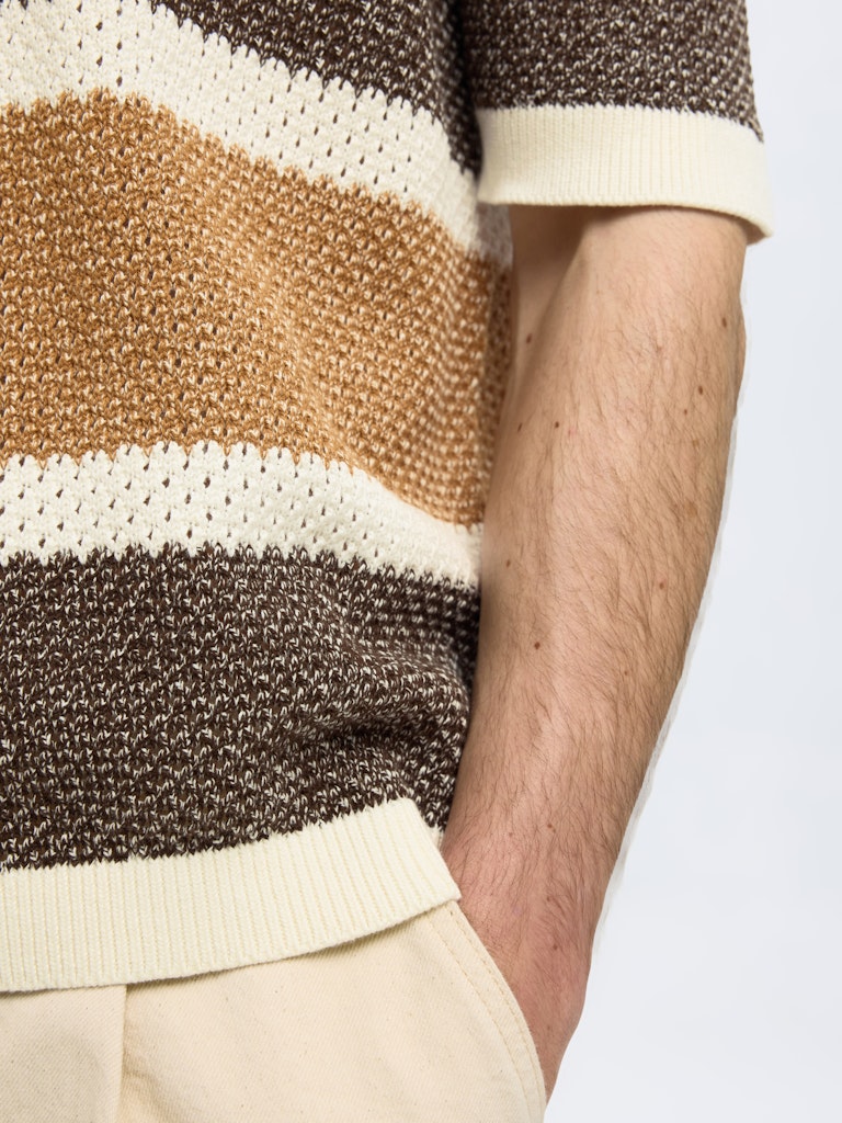 SELECTED HOMME Strick Shirt Egret Chipmunk
