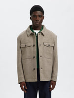 SELECTED HOMME Wolle Overshirt Deep Taupe