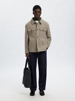 SELECTED HOMME Wolle Overshirt Deep Taupe