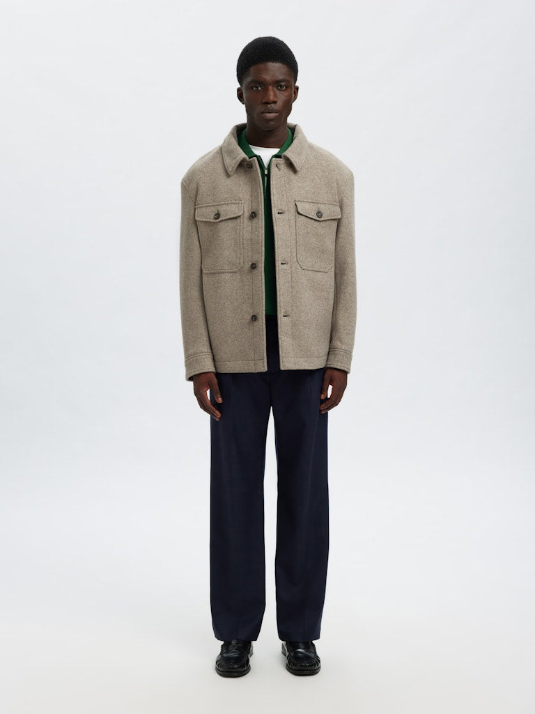 SELECTED HOMME Wolle Overshirt Deep Taupe