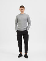 SELECTED HOMME Struktur Zopf Pullover Medium Grey Melange