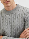 SELECTED HOMME Struktur Zopf Pullover Medium Grey Melange