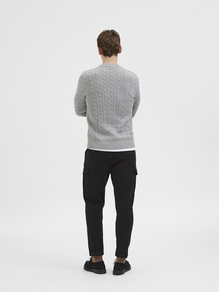 SELECTED HOMME Struktur Zopf Pullover Medium Grey Melange