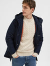 SELECTED HOMME Struktur Zopf Pullover Bone White