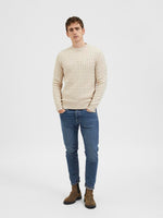 SELECTED HOMME Struktur Zopf Pullover Bone White