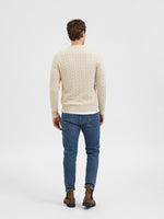 SELECTED HOMME Struktur Zopf Pullover Bone White