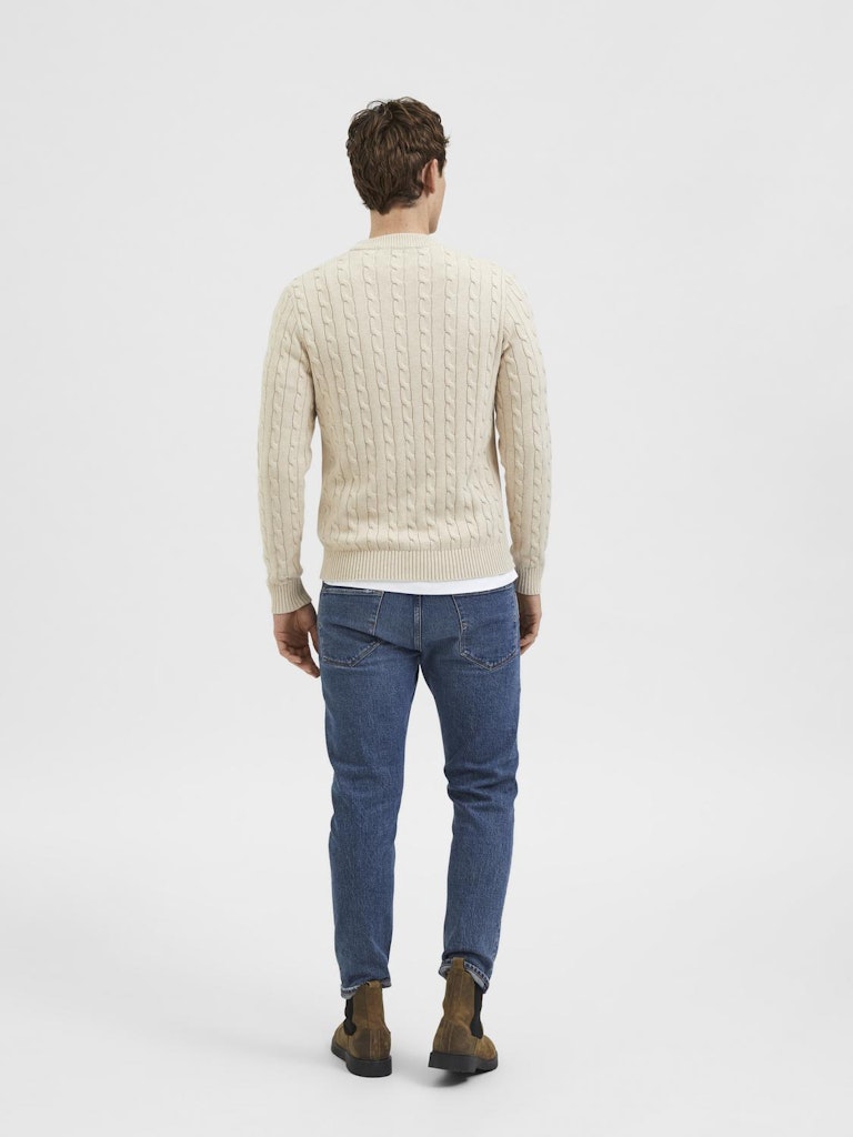 SELECTED HOMME Struktur Zopf Pullover Bone White