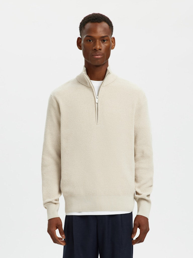 SELECTED HOMME Half Zip Pullover Oatmeal