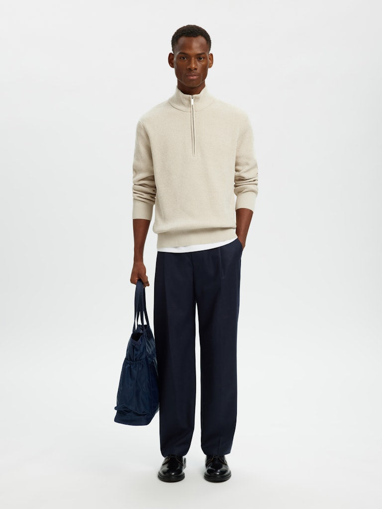 SELECTED HOMME Half Zip Pullover Oatmeal