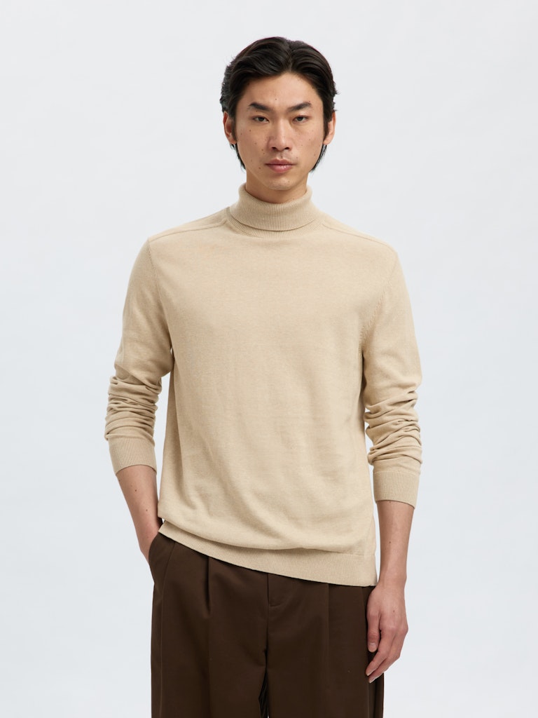 SELECTED HOMME Rollkragen Pullover Oatmeal Melange