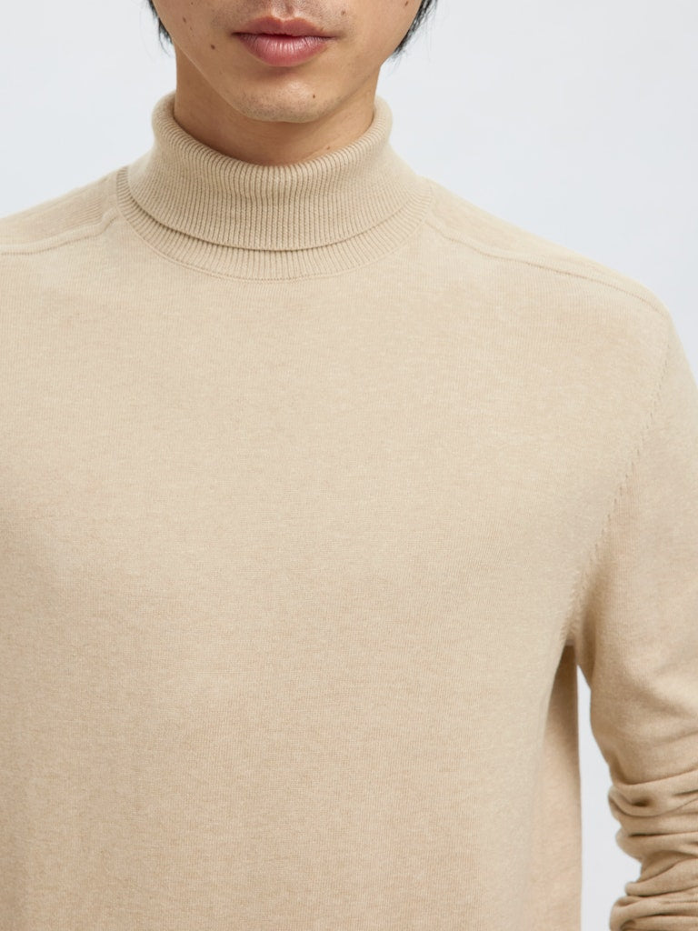 SELECTED HOMME Rollkragen Pullover Oatmeal Melange