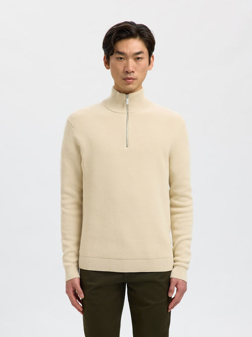 SELECTED HOMME Half Zip Pullover Oatmeal
