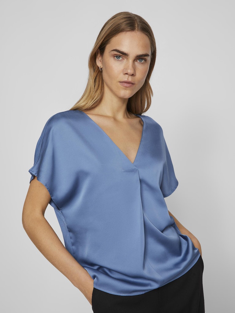 VILA V Neck Blusenshirt Coronet Blue