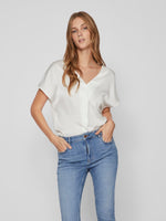 VILA V Neck Blusenshirt Snow White