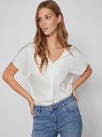 VILA V Neck Blusenshirt Snow White