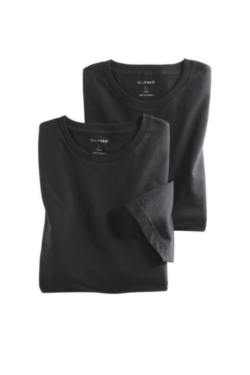OLYMP T-Shirt 2er Pack modern fit Schwarz